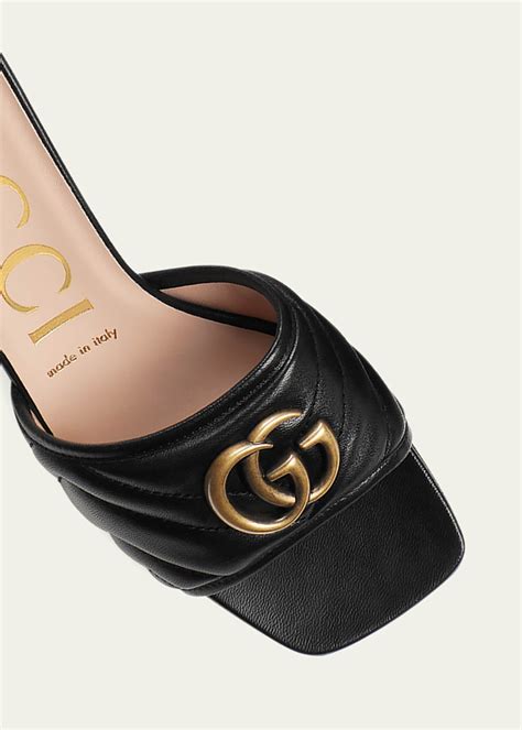 gucci marmont quilted medallion mule sandals|Gucci Marmont sandals review.